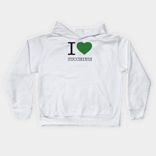 I LOVE ZUCCHINIS Green Heart Kids Hoodie